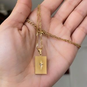 Gold Plated North Star Rectangle Necklace